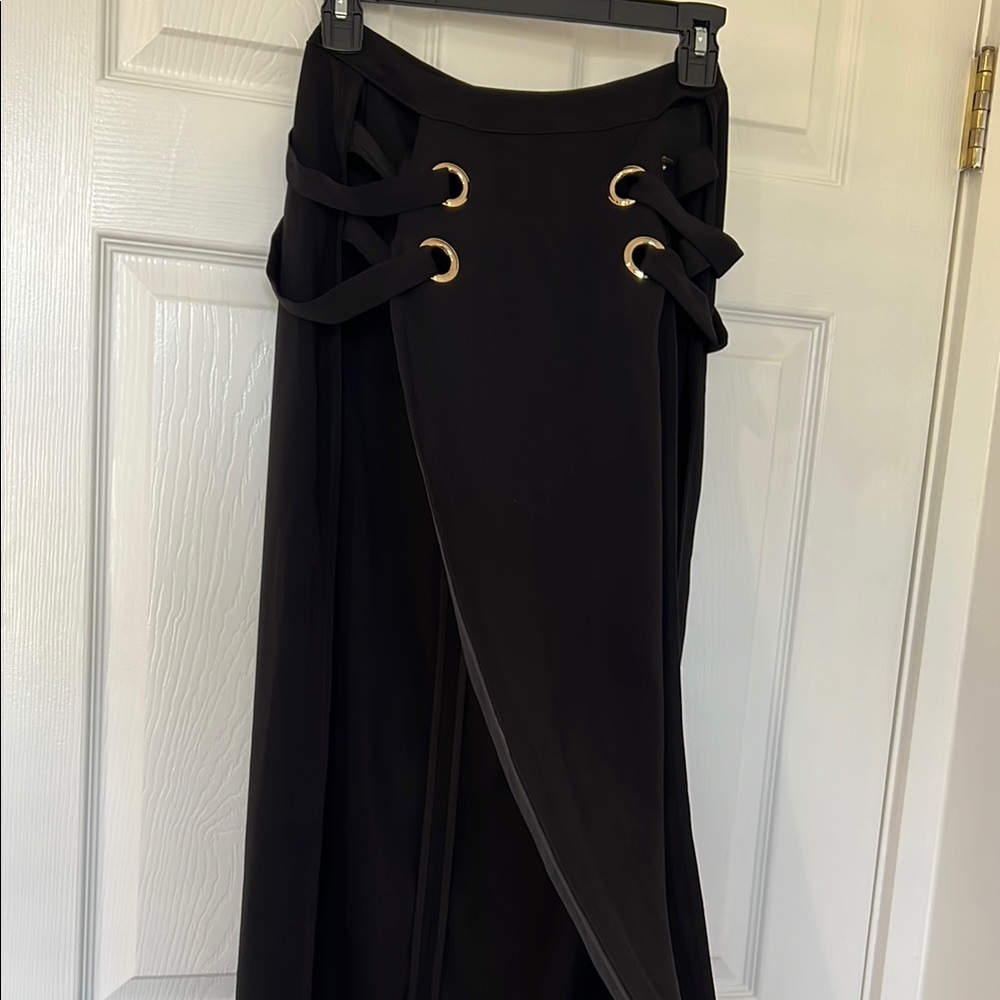 Sexy Black Maxi Skirt with double high slits
